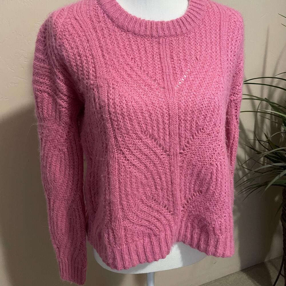 Madewell Charley Pullover Sweater XXS Alpaca Blend Pink Chunky Knit Oversized